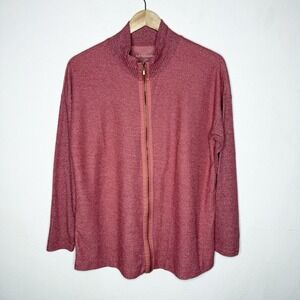 Soft Surroundings Lhami Full Zip Ribbed Cardigan Womens Large Sweater Mock Neck